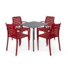 Stół Rodas 70 antracytowy + 4 krzesła PARK czerwony