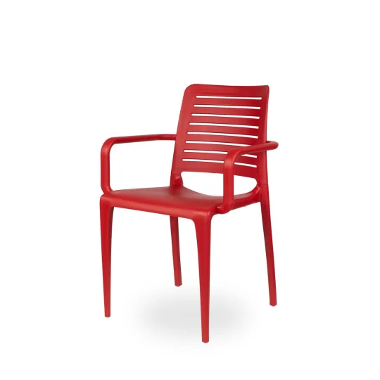 Stół Rodas 70 antracytowy + 4 krzesła PARK czerwony - Zdjęcie 2