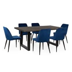 Stół SKARA 180 + 6 krzeseł ZIBI niebieski