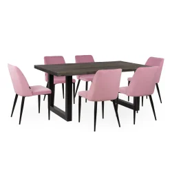 Stół SKARA 180 + 6 krzeseł ZIBI różowy