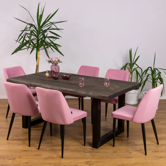 Stół SKARA 180 + 6 krzeseł ZIBI różowy - Zdjęcie 6
