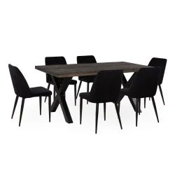 Stół SKARA 180 krzyżowane nogi + 6 krzeseł ZIBI czarny