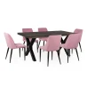Stół SKARA 180 krzyżowane nogi + 6 krzeseł ZIBI różowy