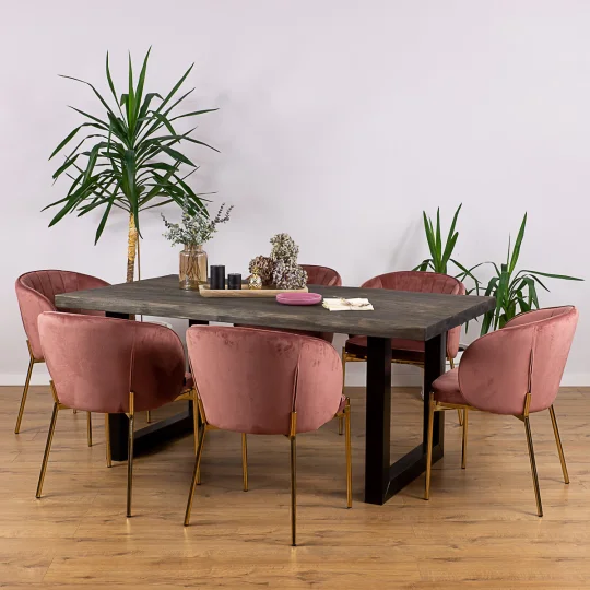 Stół SKARA 180 + 6 krzeseł LUCAS różowy - Zdjęcie 2