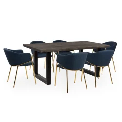 Stół SKARA 180 + 6 krzeseł MAXIMUS niebieski