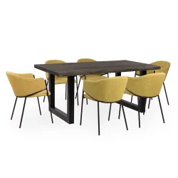 Stół SKARA 180 + 6 krzeseł MAXIMUS żółty