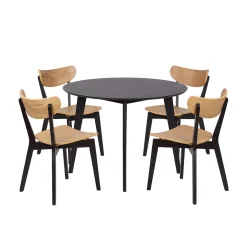 Stół RUBBO czarny + 4 krzesła RUBBO dębowy