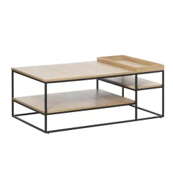 Stolik kawowy z półkami RIVOLI 70X120 drewniany