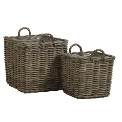 Zestaw koszy dekoracyjnych ARLES szary rattan