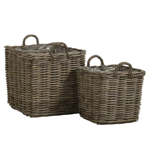 Zestaw koszy dekoracyjnych ARLES szary rattan