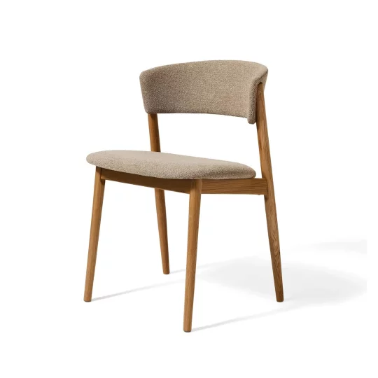 Krzesło tapicerowane REVERE beżowe - nogi naturalny dąb