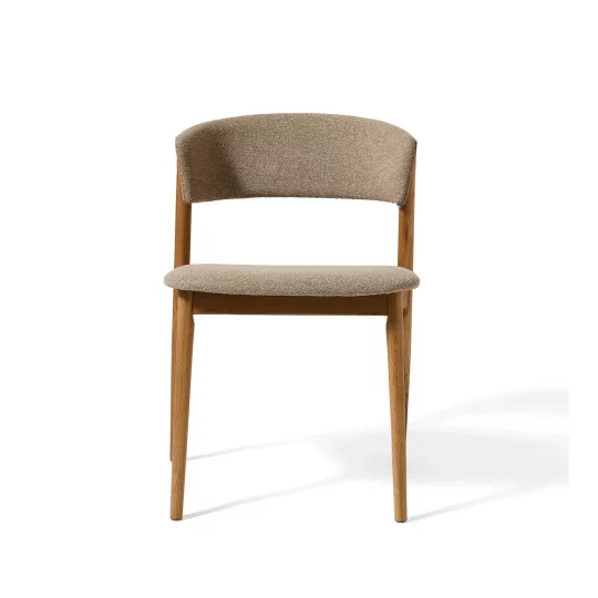 Krzesło tapicerowane REVERE beżowe - nogi naturalny dąb - Zdjęcie 2