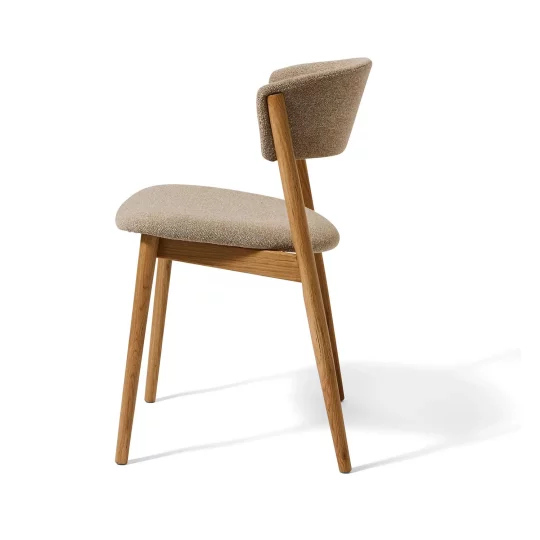 Krzesło tapicerowane REVERE beżowe - nogi naturalny dąb - Zdjęcie 3