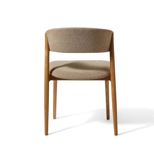 Krzesło tapicerowane REVERE beżowe - nogi naturalny dąb - Zdjęcie 4