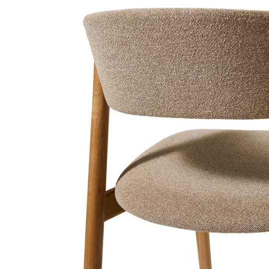 Krzesło tapicerowane REVERE beżowe - nogi naturalny dąb - Zdjęcie 5