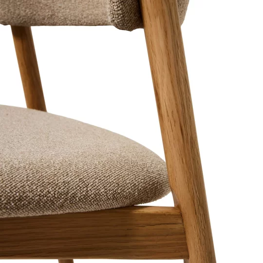 Krzesło tapicerowane REVERE beżowe - nogi naturalny dąb - Zdjęcie 6