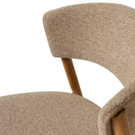 Krzesło tapicerowane REVERE beżowe - nogi naturalny dąb - Zdjęcie 7