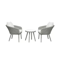 Zestawy wypoczynkowy BISTRO szary technorattan/szare poduszki