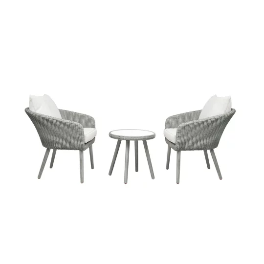 Zestawy wypoczynkowy BISTRO szary technorattan/szare poduszki