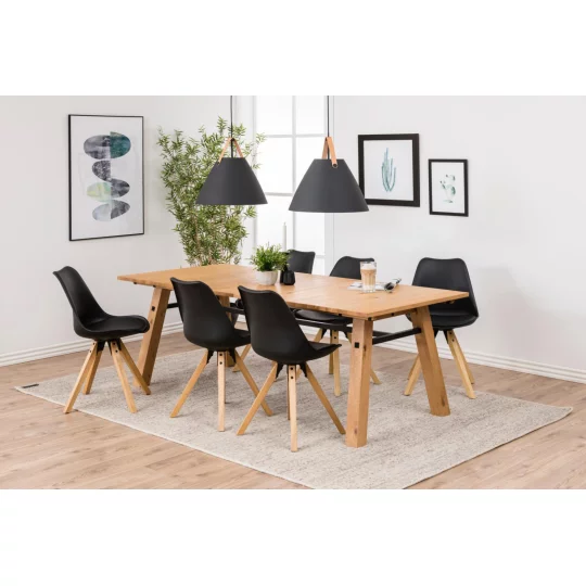 Krzesło z ekoskóry NICO czarne - nogi drewniane - Zdjęcie 8