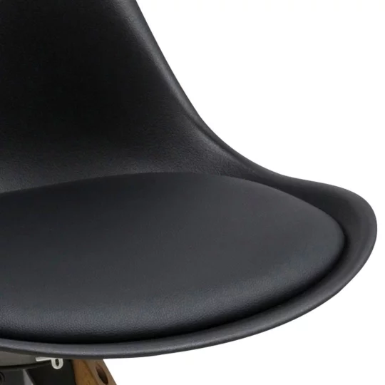 Krzesło z ekoskóry NICO czarne - nogi drewniane - Zdjęcie 6