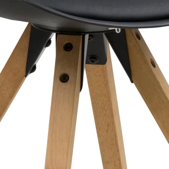 Krzesło z ekoskóry NICO czarne - nogi drewniane - Zdjęcie 7