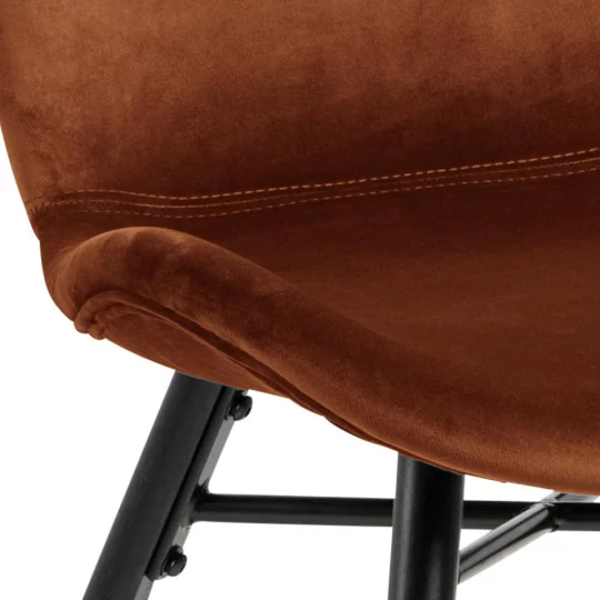 Krzesło tapicerowane EVA brązowy welur - Zdjęcie 6