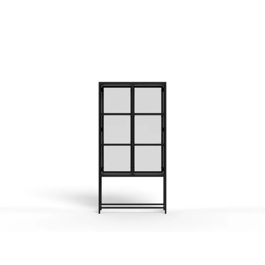 Witryna ZAKARIA 77x35x150 czarna - Zdjęcie 5