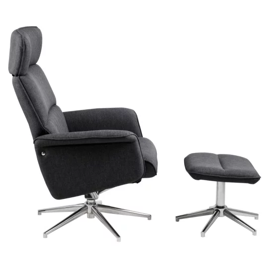 Fotel tapicerowany z podnózkiem BOCCA ciemnoszary - Zdjęcie 3