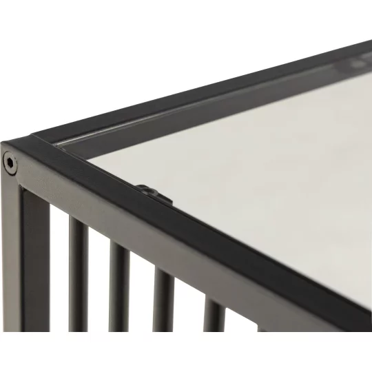 Stolik kawowy RAYO 40x40 czarny/szklany - Zdjęcie 3