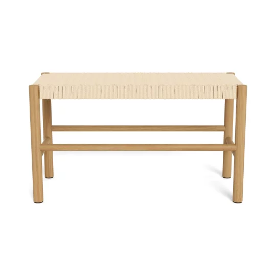 Ławka wewnętrzna z plecionką SUEZ 80x35 drewniana/beżowa - Zdjęcie 2