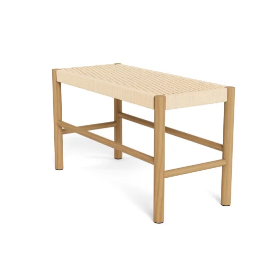 Ławka wewnętrzna z plecionką SUEZ 80x35 drewniana/beżowa - Zdjęcie 3