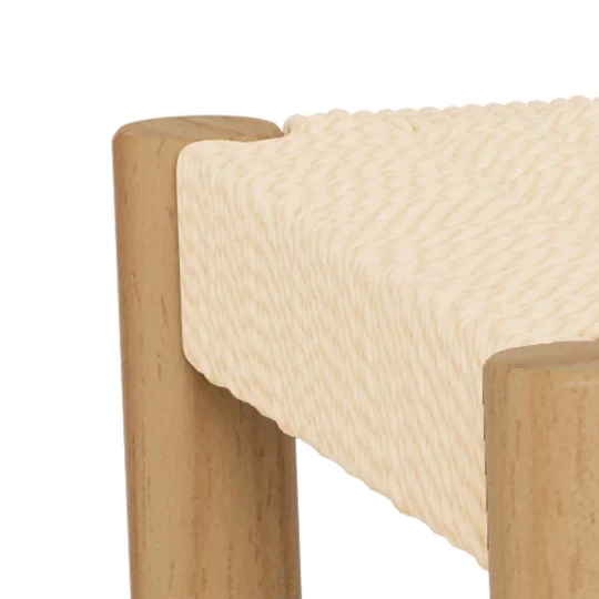 Ławka wewnętrzna z plecionką SUEZ 80x35 drewniana/beżowa - Zdjęcie 4