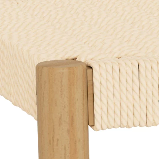 Ławka wewnętrzna z plecionką SUEZ 80x35 drewniana/beżowa - Zdjęcie 5