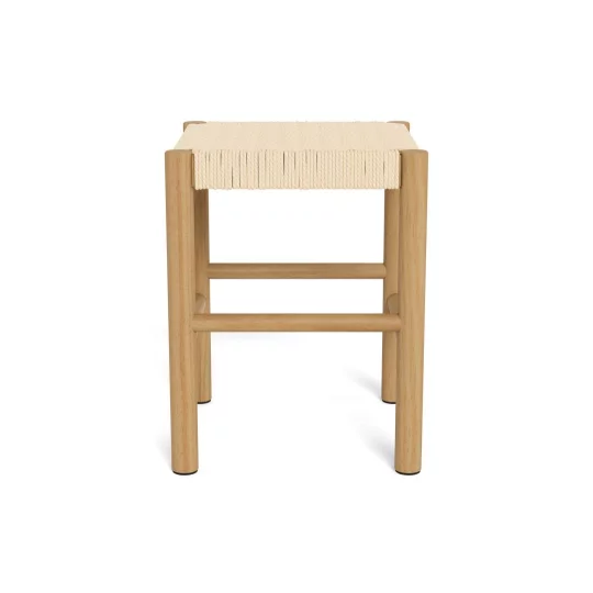 Taboret z plecionką SUEZ drewniany/beżowy - Zdjęcie 2