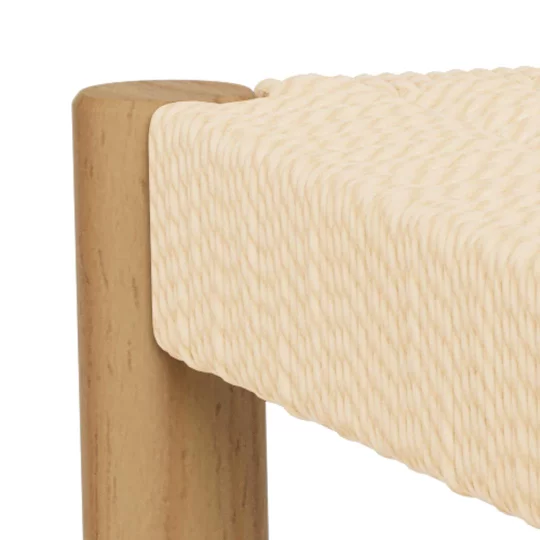 Taboret z plecionką SUEZ drewniany/beżowy - Zdjęcie 3