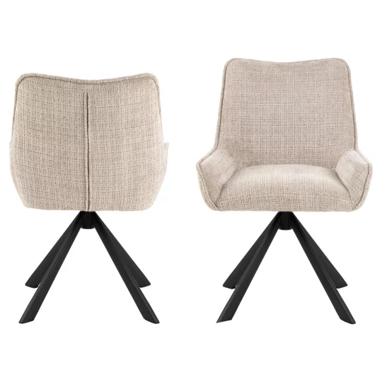 Krzesło tapicerowane BIZA beżowe - Zdjęcie 2