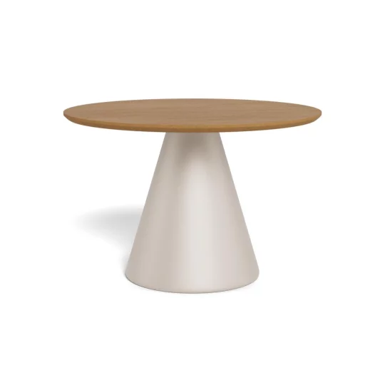 Stolik kawowy okrągły RENO fi 65 okleina dębowa/beżowy - Zdjęcie 2