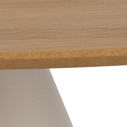 Stolik kawowy okrągły RENO fi 85 okleina dębowa/beżowy - Zdjęcie 3