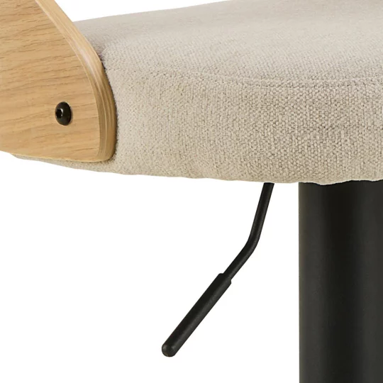 Obrotowy hoker tapicerowany MADI beżowy/drewniany - Zdjęcie 6