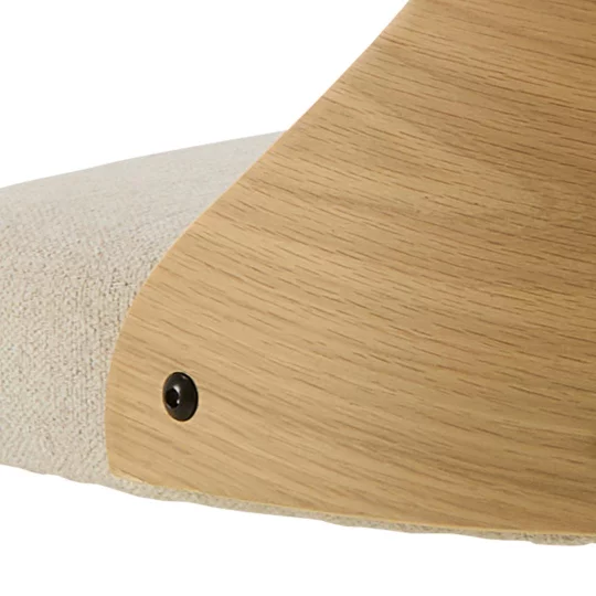 Obrotowy hoker tapicerowany MADI beżowy/drewniany - Zdjęcie 7