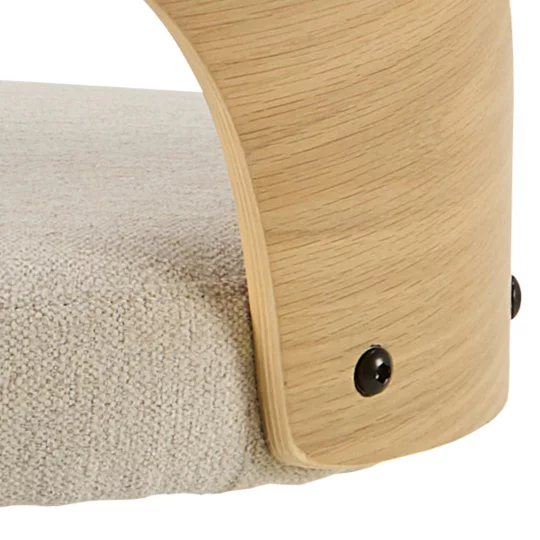 Obrotowy hoker tapicerowany MADI beżowy/drewniany - Zdjęcie 9