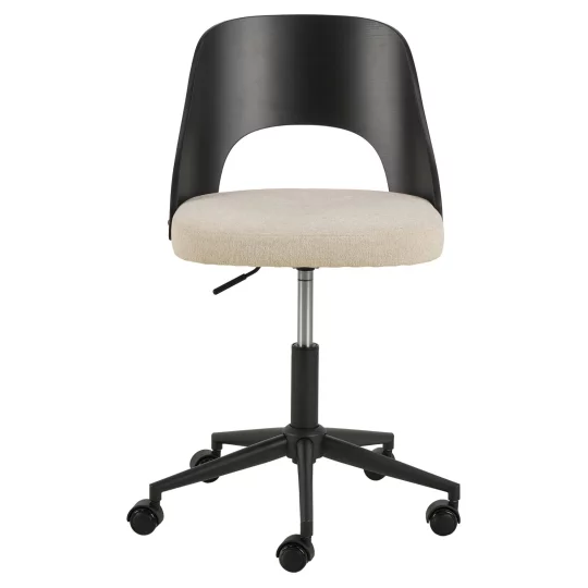 Krzesło biurowe tapicerowane MADI beżowe/czarne - Zdjęcie 3