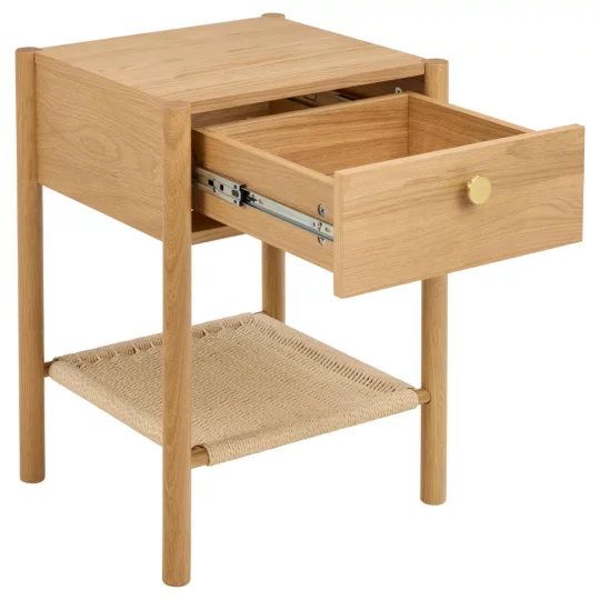 Stolik nocny z półką AMARI drewniany - Zdjęcie 3