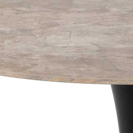 Stół okrągły LAURENT fi 90 brązowy marmur - czarna noga - Zdjęcie 2