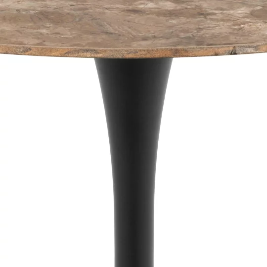 Stół okrągły LAURENT fi 90 brązowy marmur - czarna noga - Zdjęcie 6