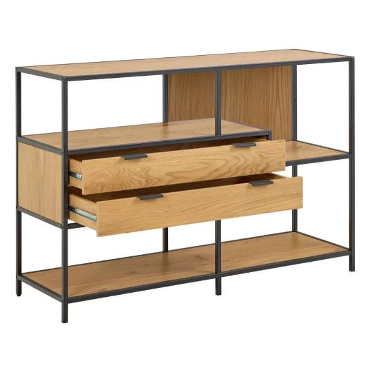 Regał z szufladami ZAKARIA 114x35 drewniany - Zdjęcie 2