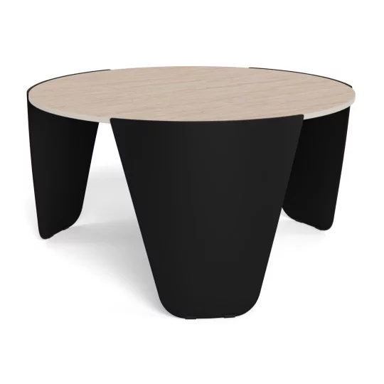 Stolik kawowy MAREA fi 80 czarny/drewniany