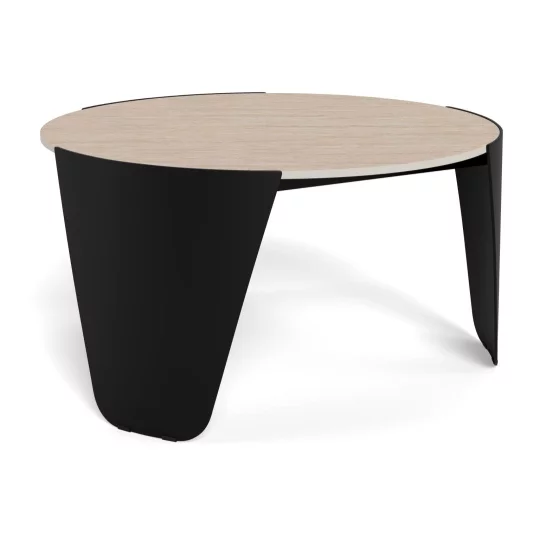 Stolik kawowy MAREA fi 80 czarny/drewniany - Zdjęcie 2