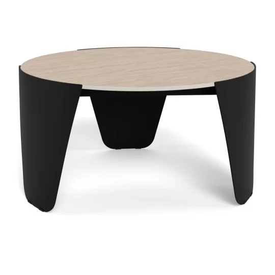 Stolik kawowy MAREA fi 80 czarny/drewniany - Zdjęcie 3